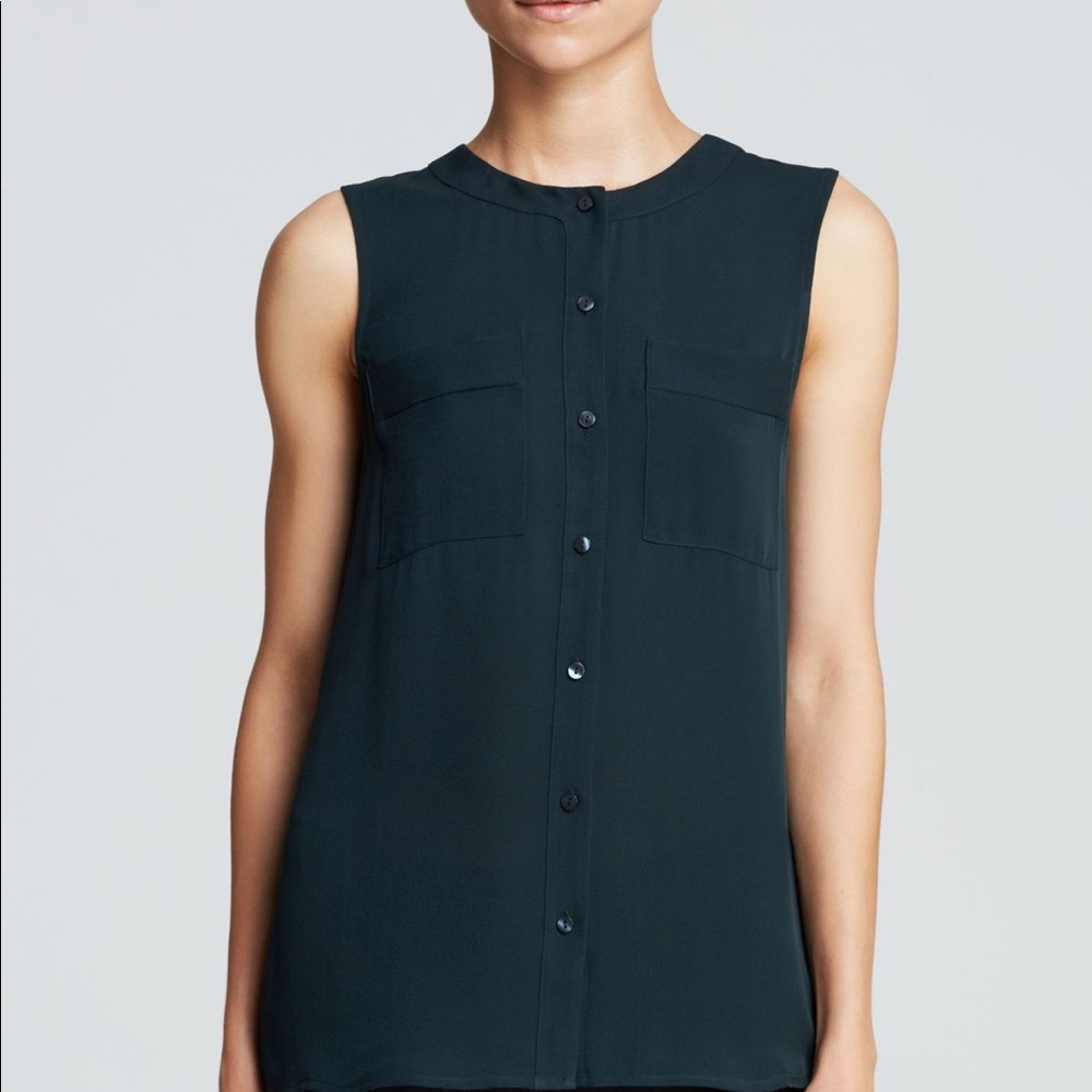 Theory Silk camp style Hetalla sleeveless blouse